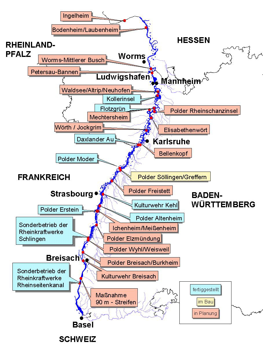 Wiederherstellung von Retentionsraum Hochwasserschutzmaßnahmen am Oberrhein Schaffung von Retentionsraum Vertrag zwischen Deutschland und Frankreich durch Fortschreibung / Konkretisierung der