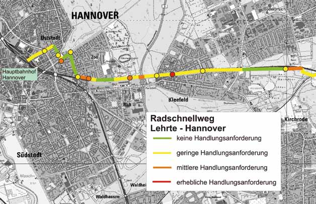 Planausschnitt Potenzialabschätzung (Beispiel Strecke Garbsen Hannover) 3 Planausschnitt Handlungsanforderungen (Beispiel Strecke Lehrte Hannover) 3