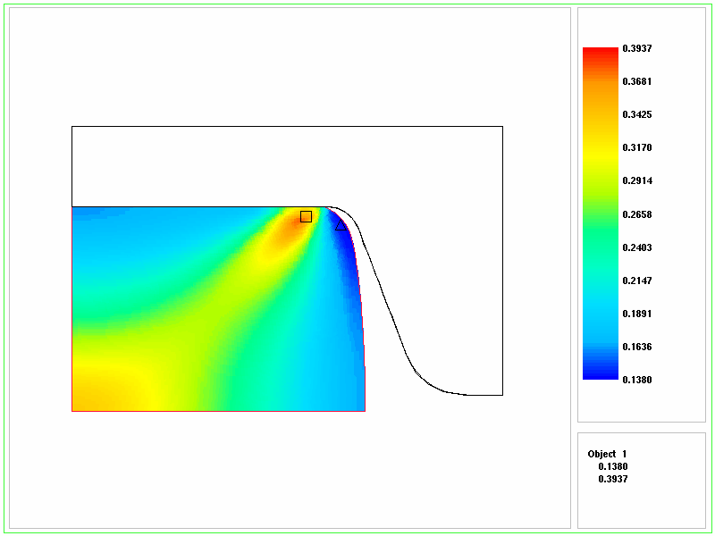 Abbildung 4: Vergleichsumformgrad während des Walzstichs In Abbildung 4 ist die ungleichmäßige Verteilung des Umformgrades während des Walzstichs deutlich erkennbar.