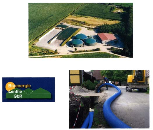 Bioenergie in der Beispiel für Anlage mit Strom + Wärmekonzept Biogasanlage Lenthe 4,25 Millionen kwh / Jahr in das öffentliche