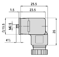Anschlusssteckdosen für Magnetspulen Anschlusssteckdosen nach DIN EN 175301-803 Form B mit gekröpften Steckerfahnen (2pol. + PE, 21 x 28 mm, Kontaktabstand 10 mm) Bestell-Nr.