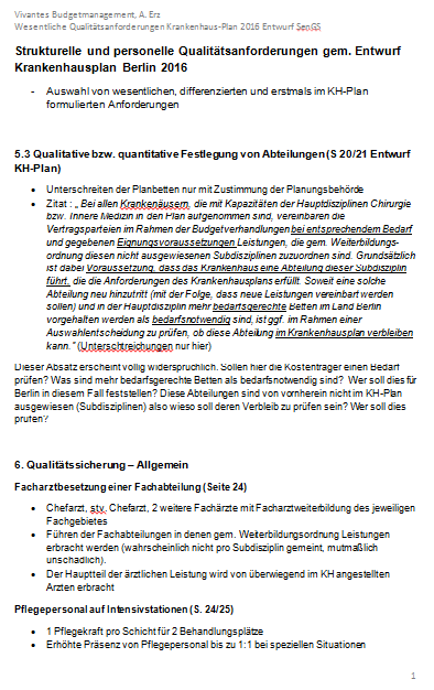 Qualitätsanforderungen im Berliner KH-Plan 2016 Beispiele Papier Frau Erz Strukturqualität Prozessqualität Ergebnisqualität