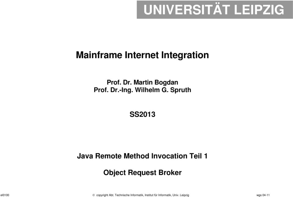 Spruth SS2013 Java Remote Method Invocation Teil 1 Object Request