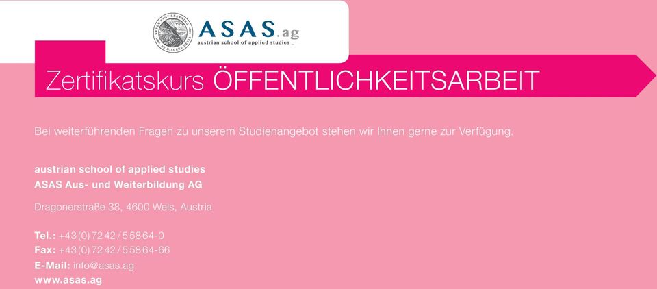 austrian school of applied studies ASAS Aus- und Weiterbildung AG Dragonerstraße