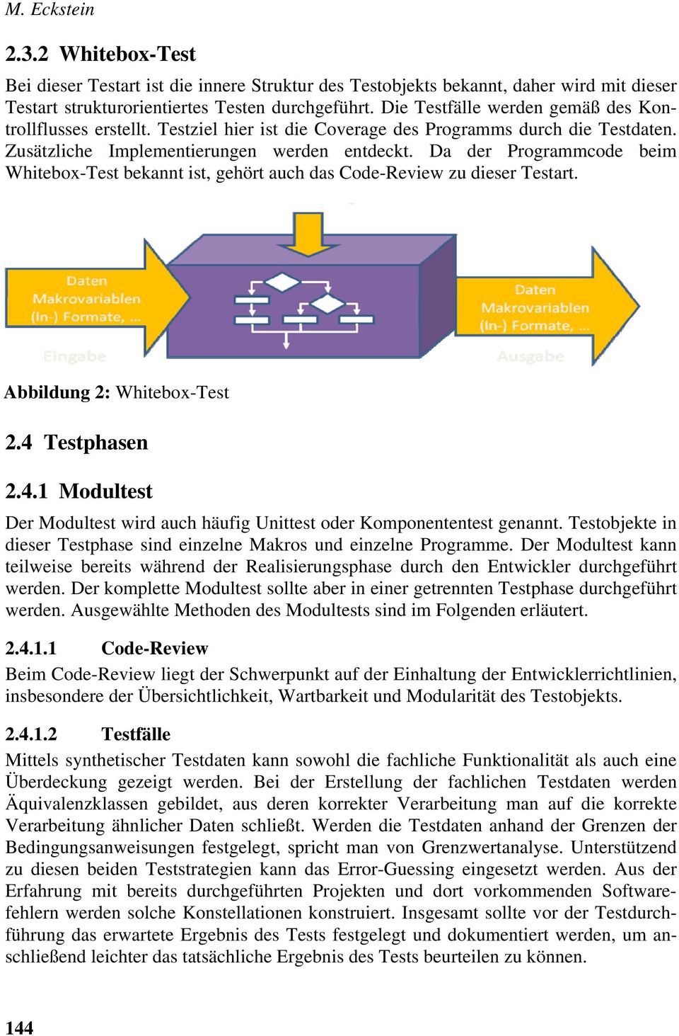 Da der Programmcode beim Whitebox-Test bekannt ist, gehört auch das Code-Review zu dieser Testart. Abbildung 2: Whitebox-Test 2.4 