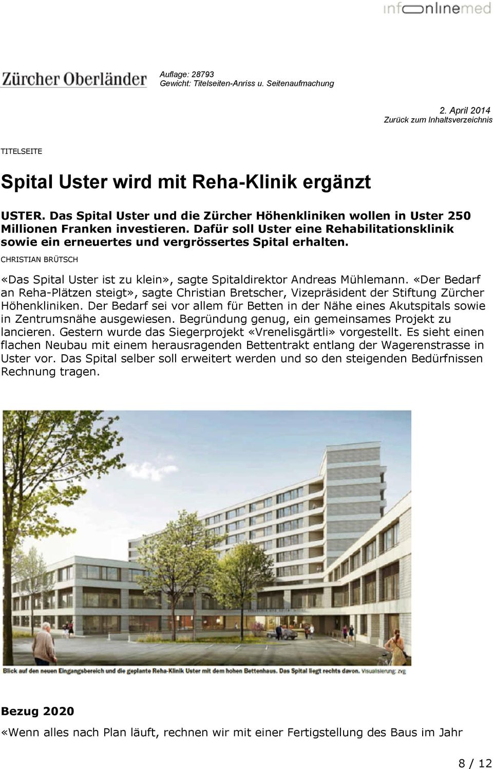 CHRISTIAN BRÜTSCH «Das Spital Uster ist zu klein», sagte Spitaldirektor Andreas Mühlemann.