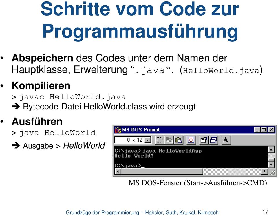 java) Kompilieren > javac HelloWorld.java Bytecode-Datei HelloWorld.