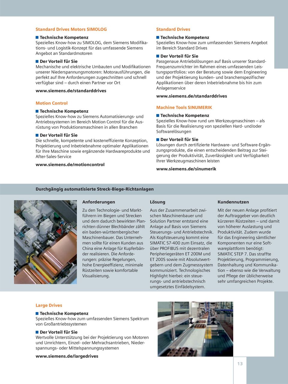 de/standarddrives Motion Control Spezielles Know-how zu Siemens Automatisierungs- und Antriebssystemen im Bereich Motion Control für die Ausrüstung von Produktionsmaschinen in allen Branchen Die