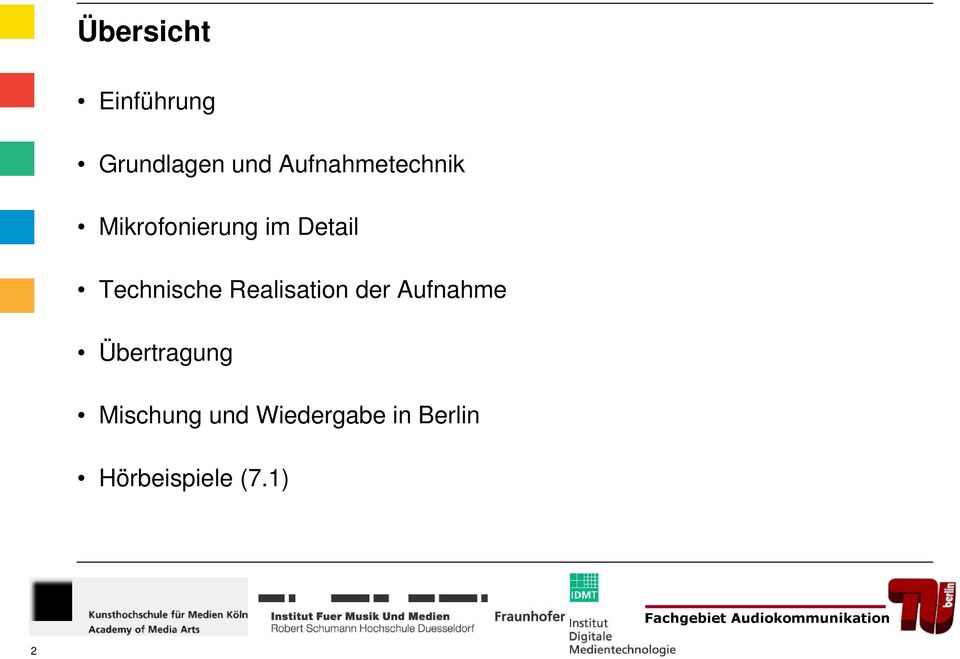 Technische Realisation der Aufnahme