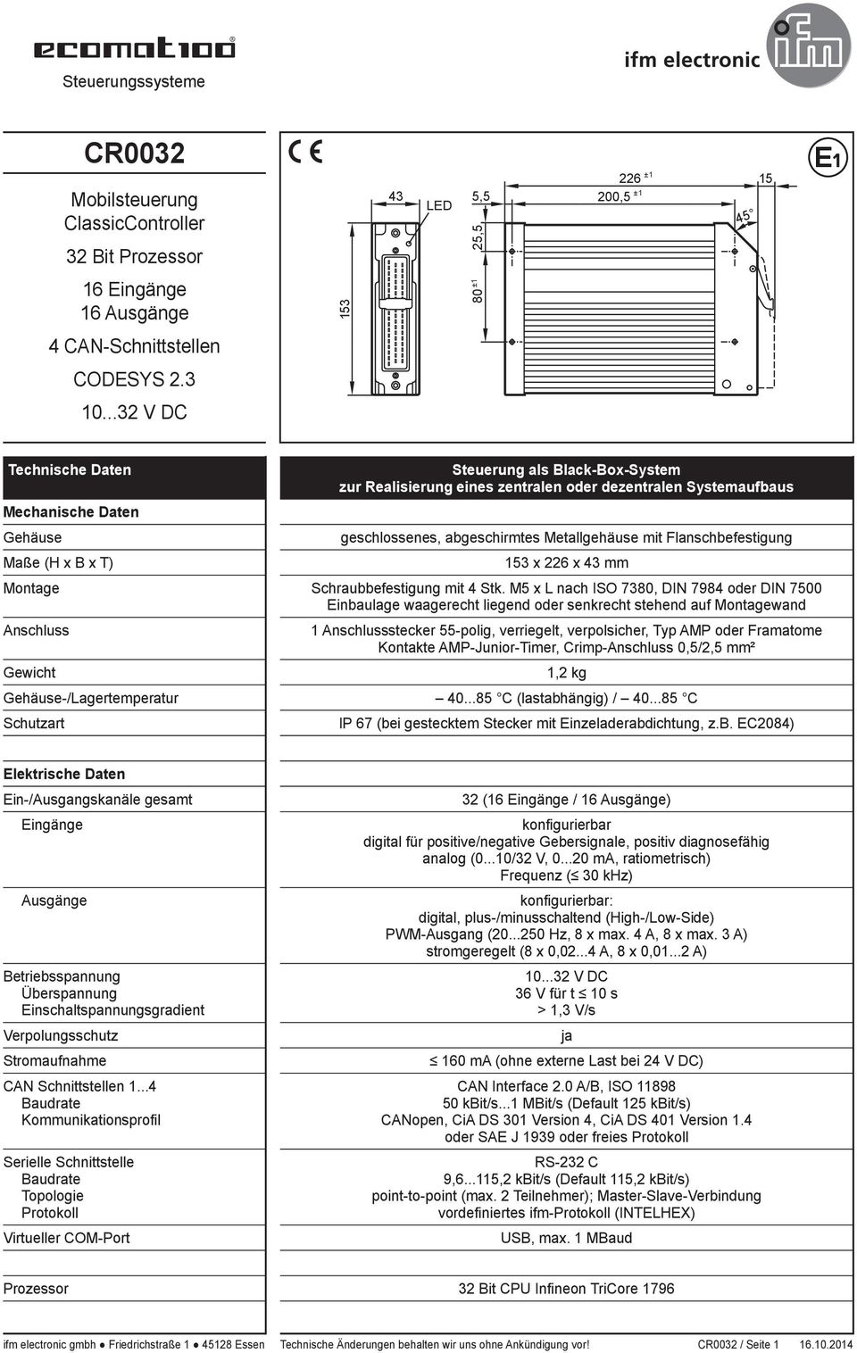 Flanschbefestigung Maße (H x B x T) 153 x 226 x 43 mm Montage chraubbefestigung mit 4 tk.