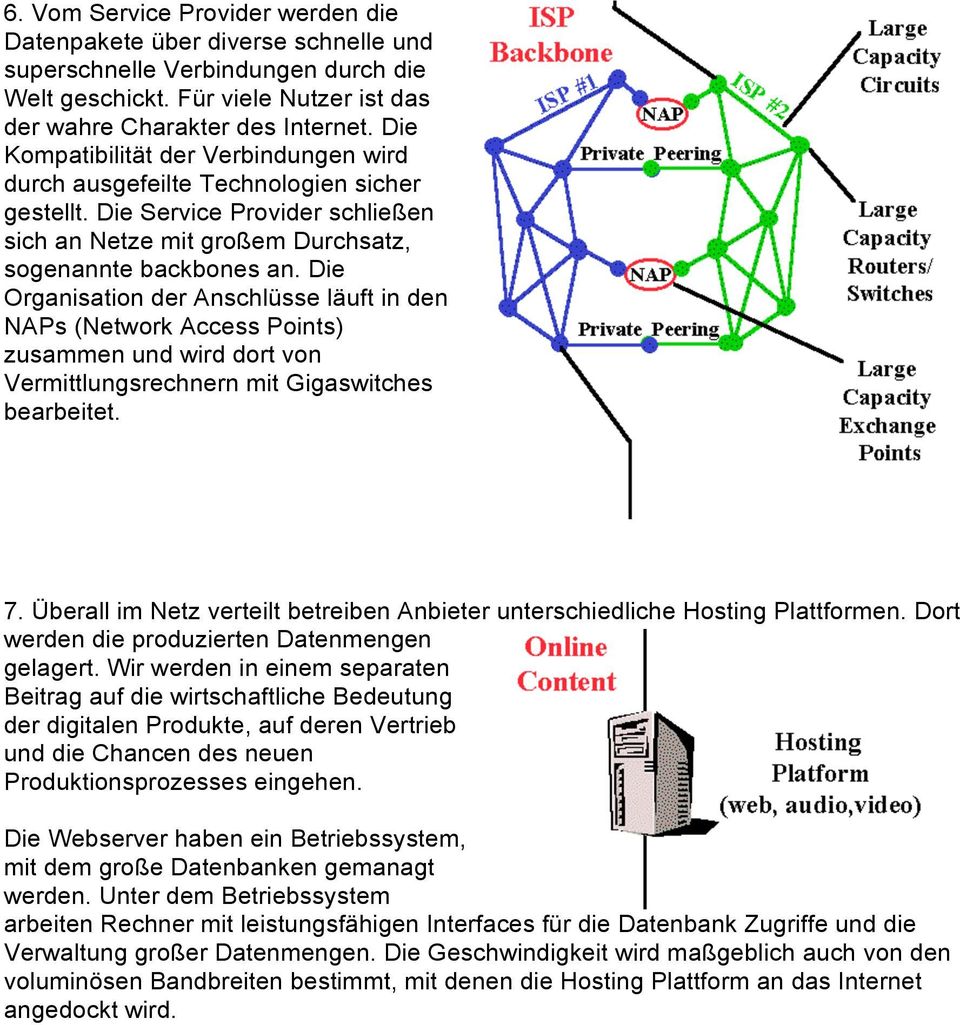 Die Organisation der Anschlüsse läuft in den NAPs (Network Access Points) zusammen und wird dort von Vermittlungsrechnern mit Gigaswitches bearbeitet. 7.