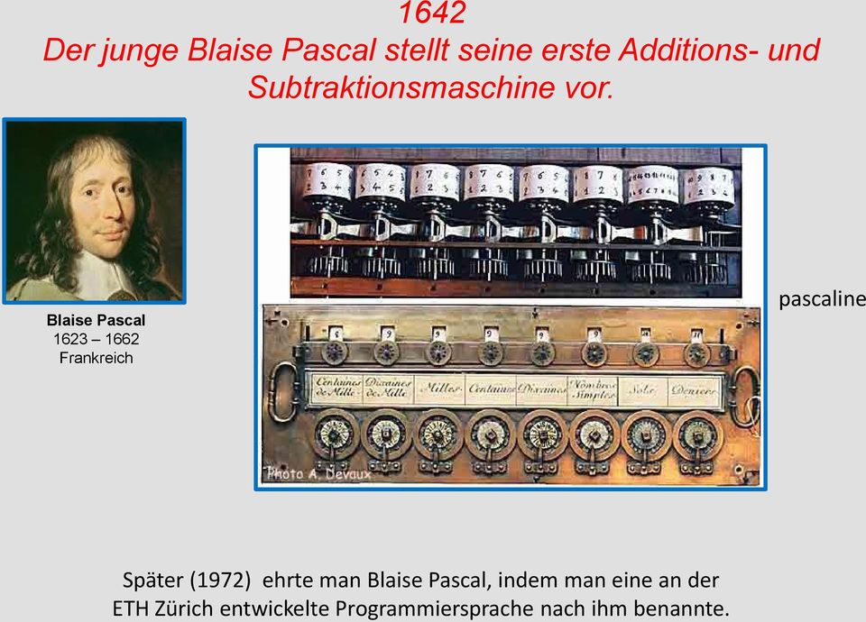 Blaise Pascal 1623 1662 Frankreich pascaline Später (1972)