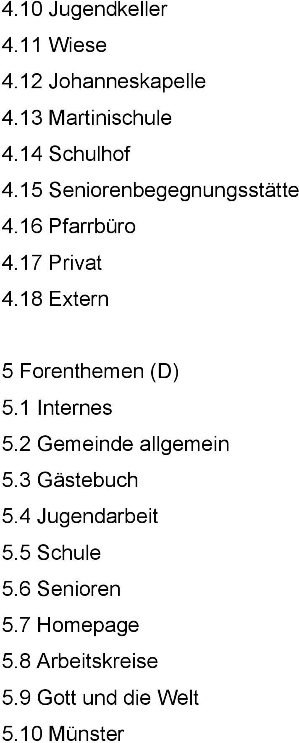 18 Extern 5 Forenthemen (D) 5.1 Internes 5.2 Gemeinde allgemein 5.3 Gästebuch 5.