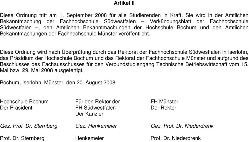 Bekanntmachungen der Fachhochschule Münster veröffentlicht.