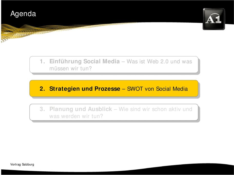 2. Strategien und und Prozesse SWOT SWOT von von Social SocialMedia 3.