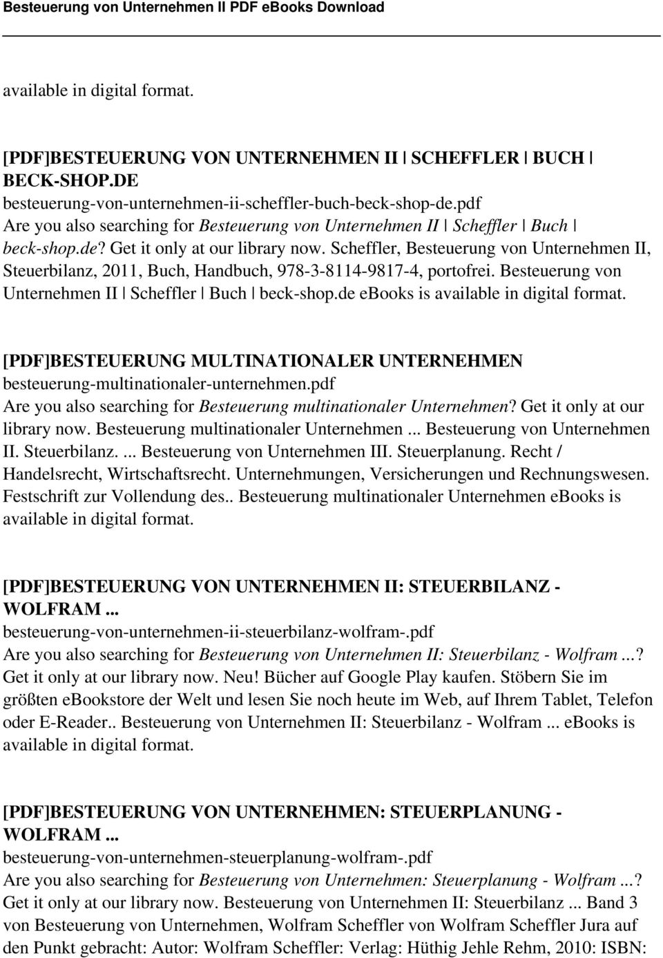 Scheffler, Besteuerung von Unternehmen II, Steuerbilanz, 2011, Buch, Handbuch, 978-3-8114-9817-4, portofrei. Besteuerung von Unternehmen II Scheffler Buch beck-shop.