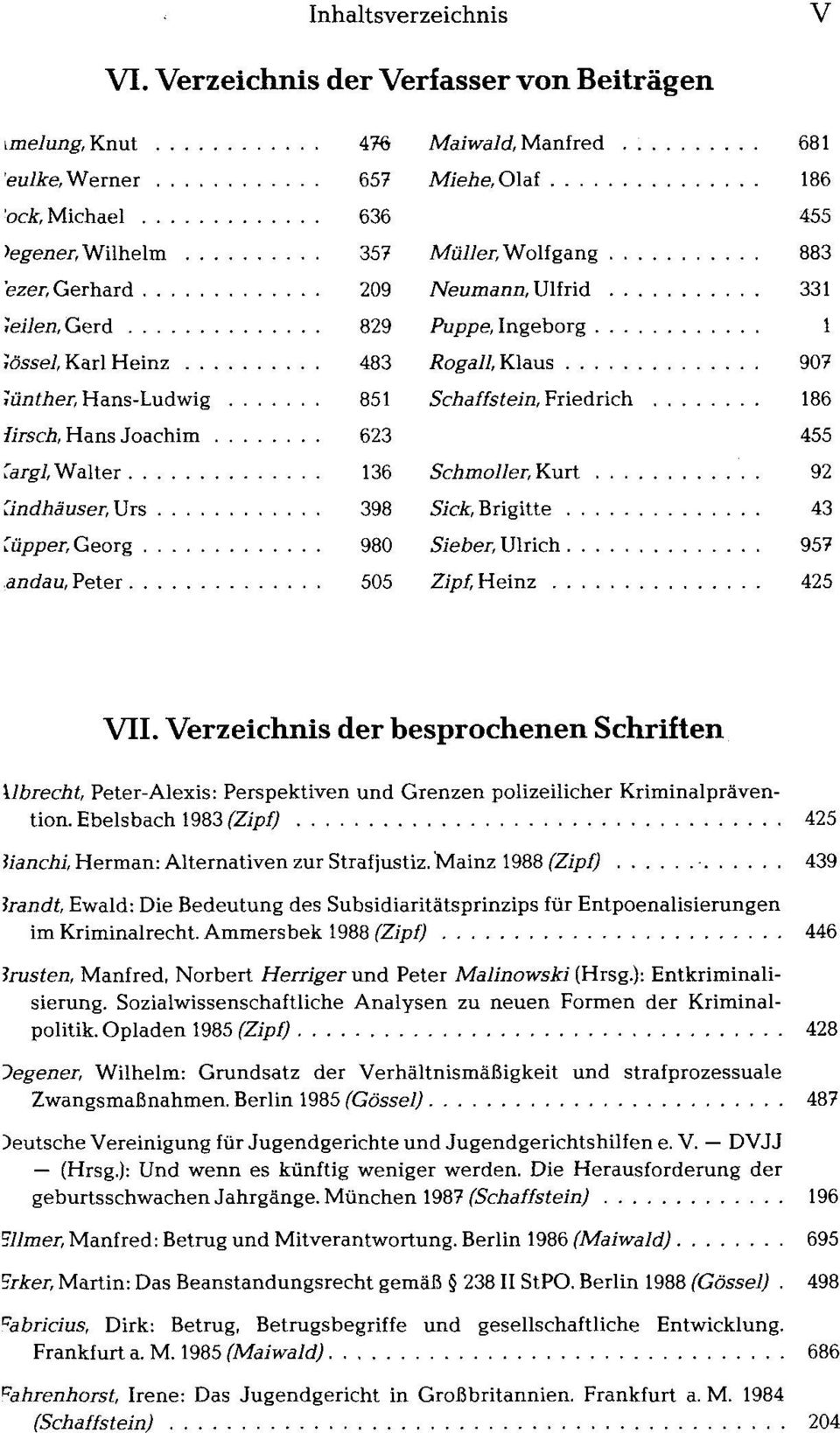 .. 483 Rogali, Klaus 907 Günther, Hans-Ludwig 851 Schaffstein, Friedrich 186 lirsch, Hans Joachim. 623 455 Cargl, Walter 136 SchmolIer,Kurt.... 92 tindhäuser.