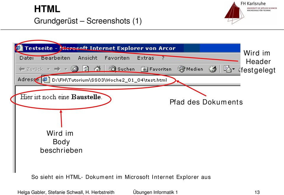 HTML- Dokument im Microsoft Internet Explorer aus Helga