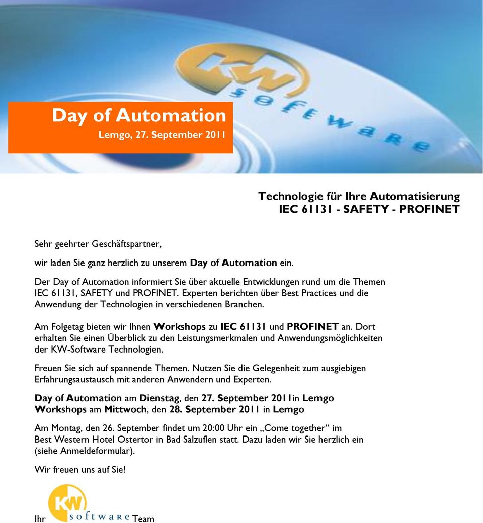 Der Day of Automation informiert Sie über aktuelle Entwicklungen rund um die Themen IEC 61131, SAFETY und PROFINET.