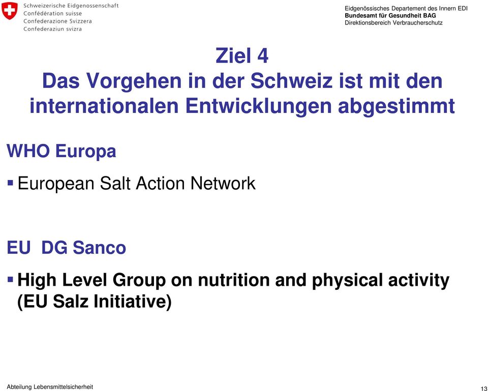 European Salt Action Network EU DG Sanco High Level