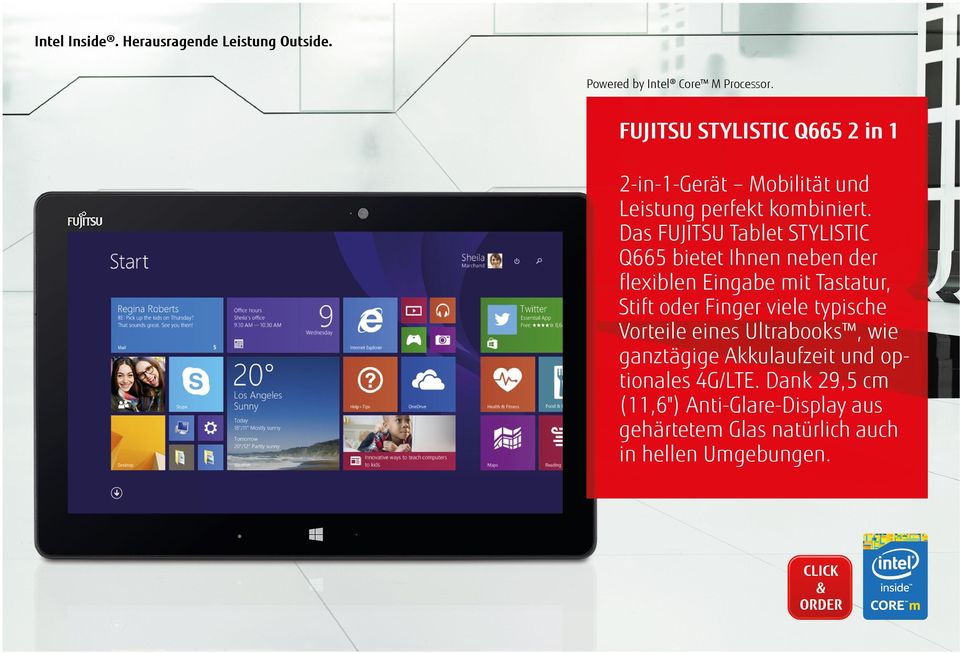 Das FUJITSU Tablet STYLISTIC Q665 bietet Ihnen neben der flexiblen Eingabe mit Tastatur, Stift oder Finger viele