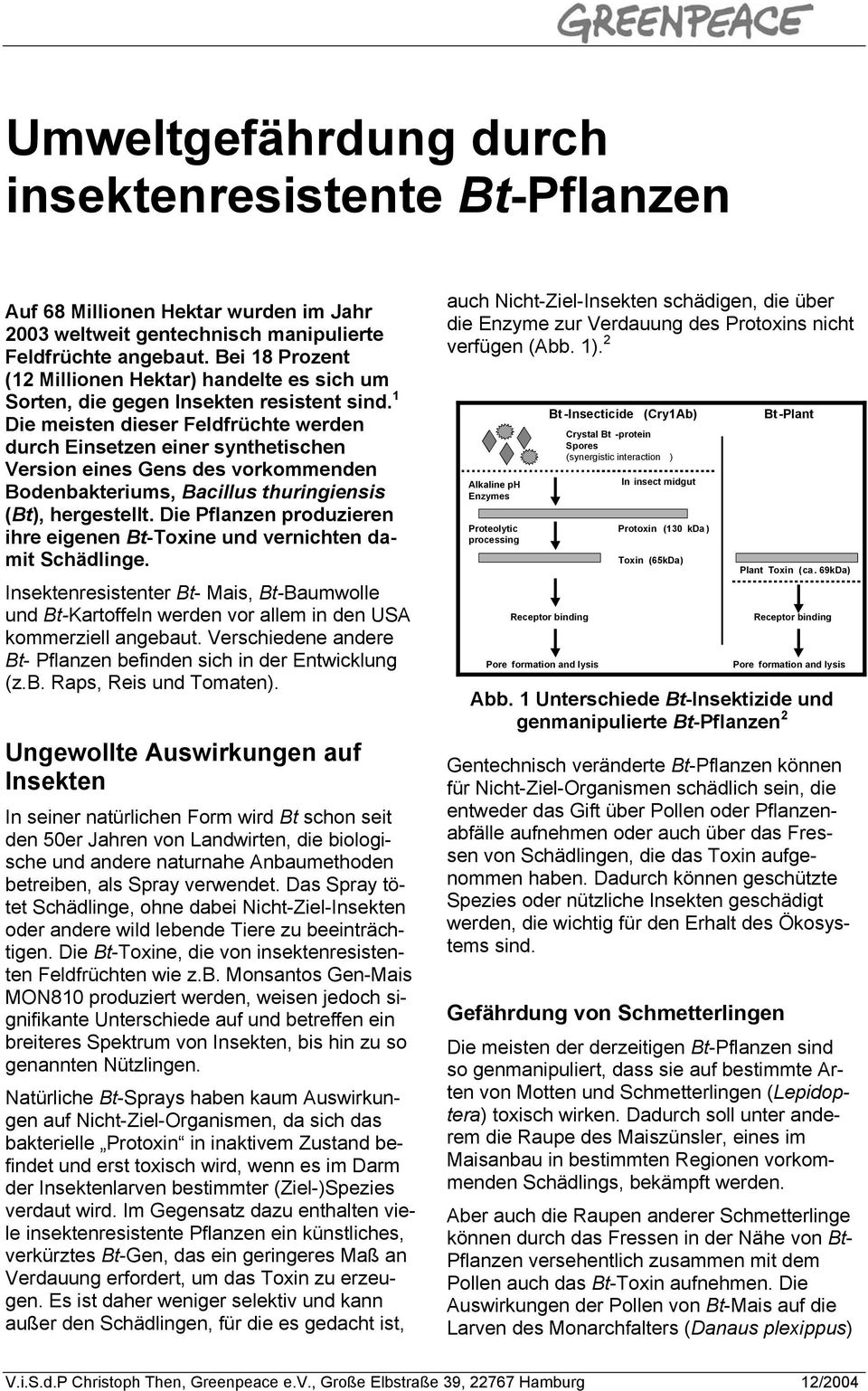 1 Die meisten dieser Feldfrüchte werden durch Einsetzen einer synthetischen Version eines Gens des vorkommenden Bodenbakteriums, Bacillus thuringiensis (Bt), hergestellt.