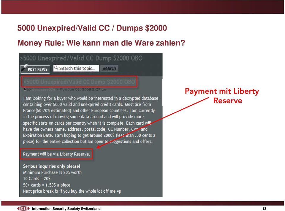 Payment mit Liberty Reserve Information