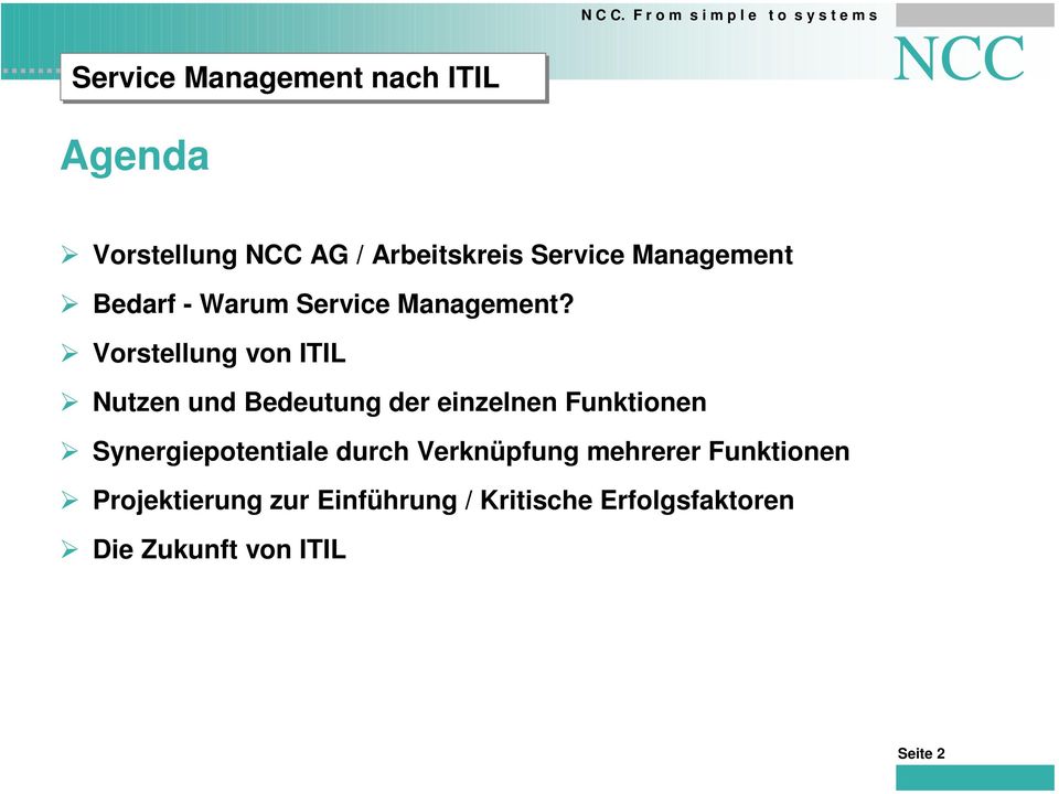 Vorstellung von ITIL Nutzen und Bedeutung der einzelnen Funktionen