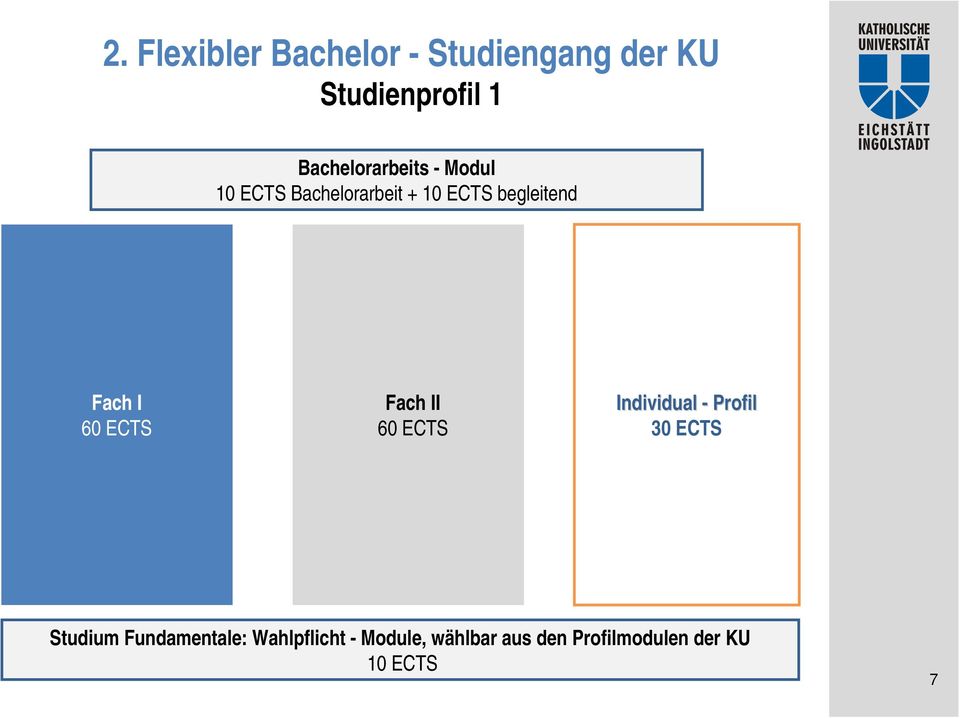 Fach I 60 ECTS Fach II 60 ECTS Individual - Profil 30 ECTS Studium