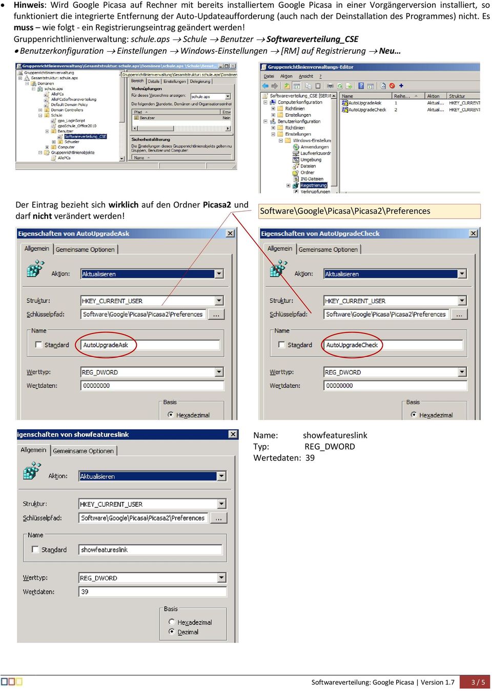 aps Schule Benutzer Softwareverteilung_CSE Benutzerkonfiguration Einstellungen Windows-Einstellungen [RM] auf Registrierung Neu Der Eintrag bezieht sich wirklich auf den Ordner