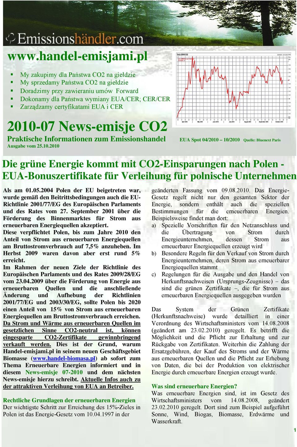 2010-07 News-emisje CO2 Praktische Informationen zum Emissionshandel Ausgabe vom 25.10.2010 15.6 15.4 15.2 15 14.8 14.6 14.4 14.2 14 13.8 13.6 13.4 13.2.12 05 12 19 26 03 10 17 24 31 07 14 21 28 05