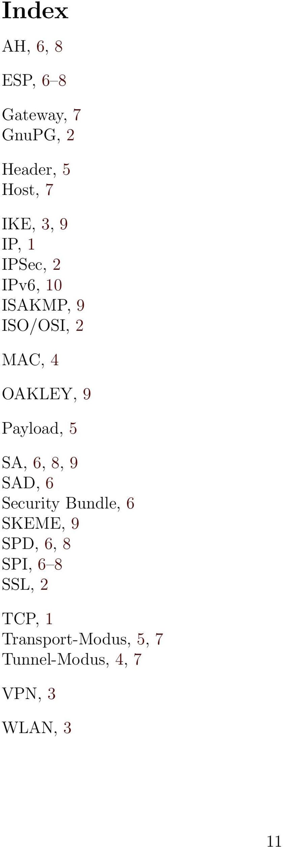 Payload, 5 SA, 6, 8, 9 SAD, 6 Security Bundle, 6 SKEME, 9 SPD, 6, 8