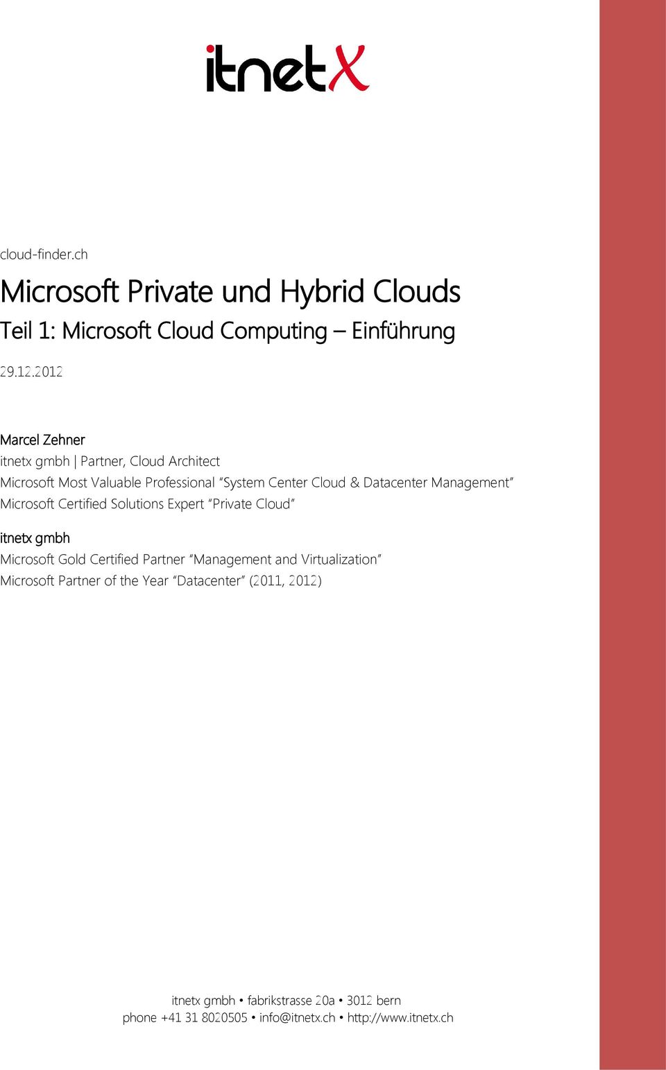 Center Cloud & Datacenter Management Microsoft Certified Solutions Expert Private Cloud itnetx gmbh