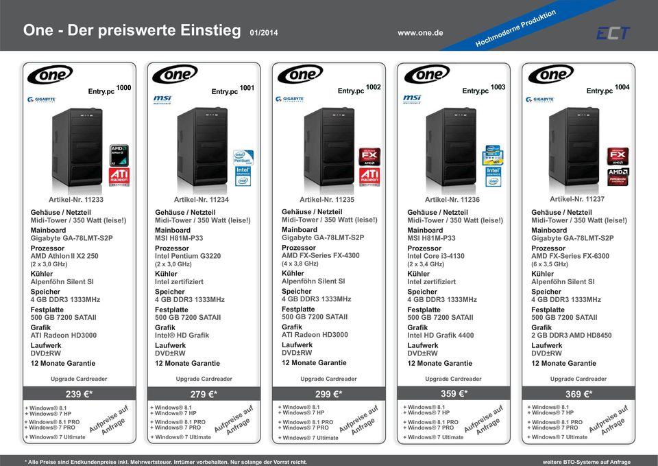 ) Gigabyte GA-78LMT-S2P AMD Athlon II X2 250 (2 x 3,0 GHz) Alpenföhn Silent SI 500 GB 7200 SATAII ATI Radeon HD3000 12 Monate Garantie Midi-Tower / 350 Watt (leise!