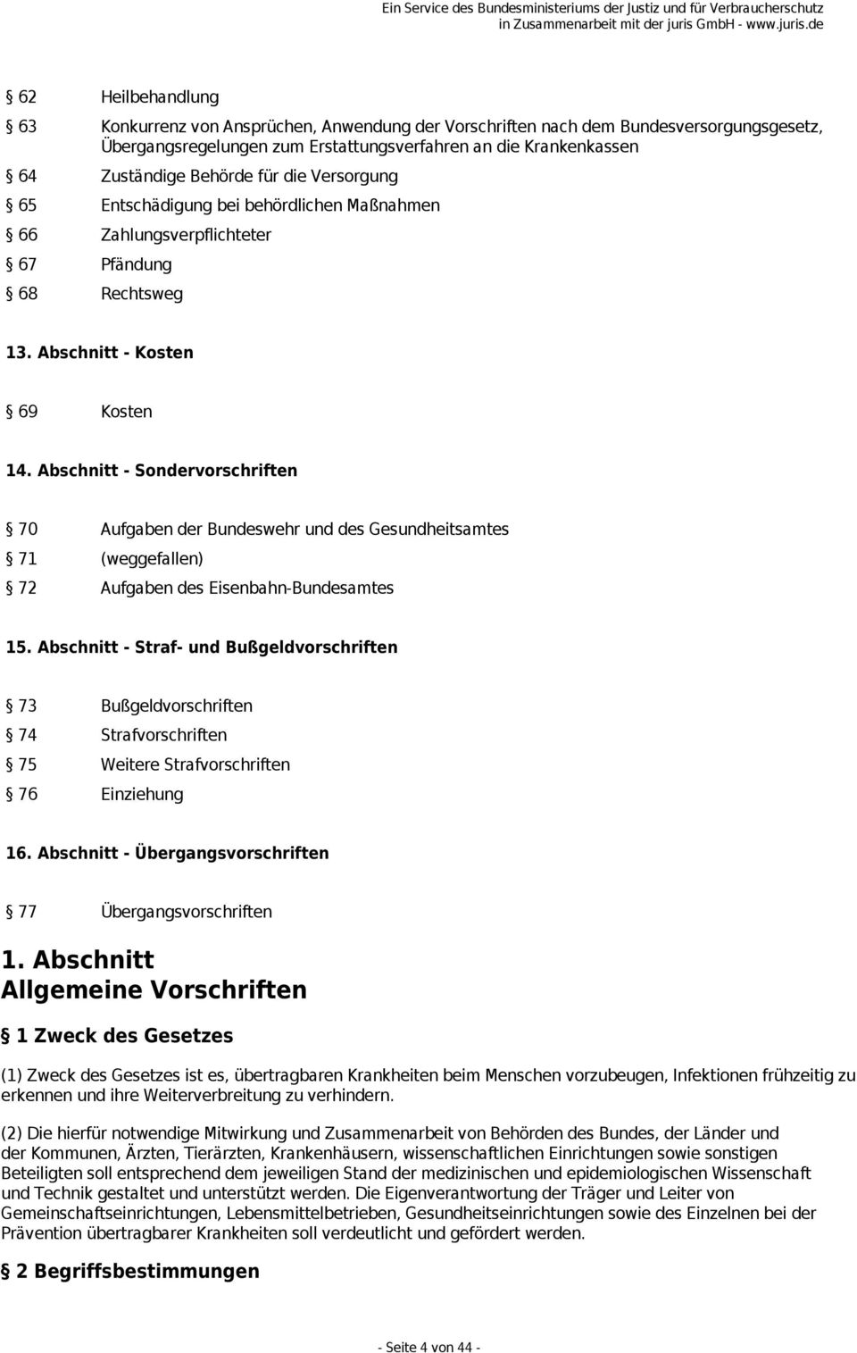 Abschnitt - Sondervorschriften 70 Aufgaben der Bundeswehr und des Gesundheitsamtes 71 (weggefallen) 72 Aufgaben des Eisenbahn-Bundesamtes 15.