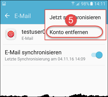 E-Mail-Konto löschen Variante 2 (via Einstellungs-Menü) In die Einstellungen wechseln Auf Konten drücken Im Konten-Menü nun auf E-Mail gehen.