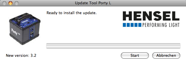 Manual for software update // Porty L 600 / Porty L 1200 5) If the generator has not been connected to the computer yet, or is not switched to the update mode, you will see the window above.