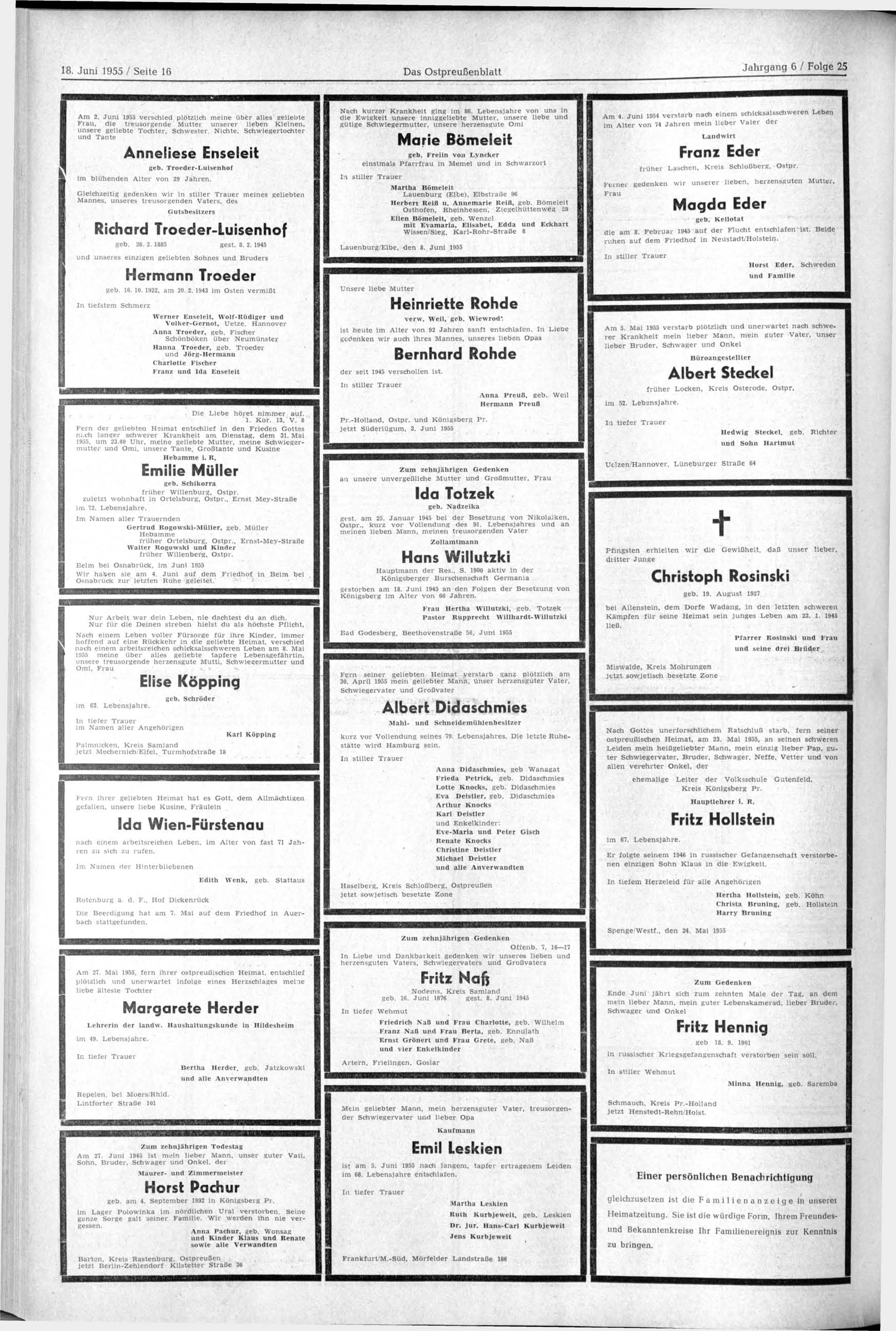 18. Juni 1955 / Seite 16 Das Ostpreußenblatt Am 2.
