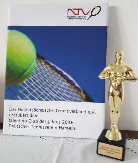 DTH wurde für herausragende Jugendarbeit geehrt Am Samstag, dem 12. November 2016, waren wir vom NTV nach Oldenburg eingeladen, um den Preis Talentino-Club 2016 entgegenzunehmen.