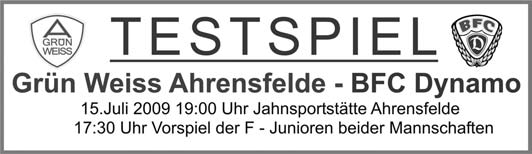 Seite 15 16.06.2009 Amtsblatt für die Gemeinde Ahrensfelde OT AHRENSFELDE Am 27. Juni 2009 findet in der Jahnsportstätte Ahrensfelde die 15. Auflage des GEON Sport 2000 CUP`s statt.