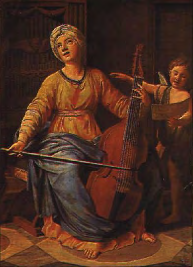 !! Abbildung: Colombel Nicolas: Sainte Cécile jouant de la basse " " de viole et un ange