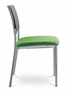 The chair frames have a light look but they have been engineered to achieve high robustness. They come in three types of surface finish: black or grey powder coating or polished chrome.