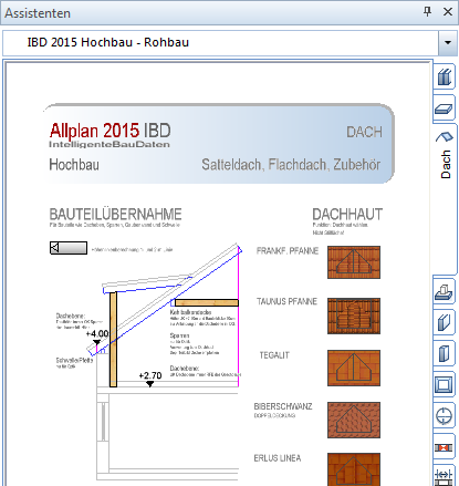 Handbuch Gebäudemodell mit Allplan IBD erstellen (Hochbau) 141 Dächer Methode: Assistent DACH verwenden aus der Gruppe IBD 2015 Hochbau -Rohbau Erzeugen gleichartiger Elemente mit Doppelklick rechts