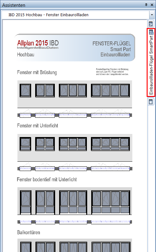 Handbuch Gebäudemodell mit Allplan IBD erstellen (Hochbau) 65 Fenster und Fenstertüren eingeben Methode: Erzeugen gleichartiger Elemente mit Doppelklick rechts auf das Referenzelement im Assistenten