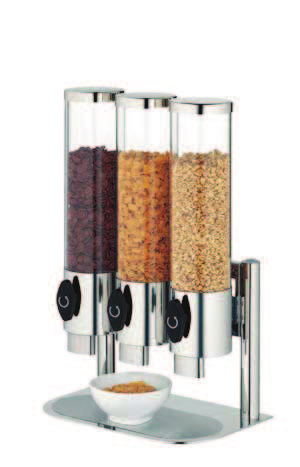 DISPENSER Cerealiendispenser drehbar, Cereal dispenser rotable, Dispenseur de céréales rotatif mit 3 Behältern, drehbar, portionierte und hygienische Entnahme durch Drehen, leicht zu befüllen,