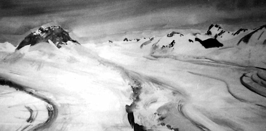 Aus dem Tagebuch des Bodensees H. G. Schröder Abb. 1: Die Umgebung der heutigen Bodenseeregion während der letzten Eiszeit. Ölgemälde von Dr.