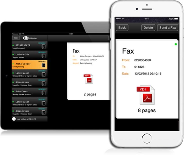7 Fax für Smartphone und Tablet Imagicle Fax ist eine StoneFax Client-App für ipad/iphone und Android-Geräte, mit der Sie auch unterwegs mit Ihrem Mobilgerät schnell und einfach Faxnachrichten senden