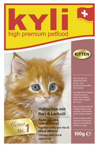 High Premium-Nahrung für anspruchsvolle Katzen mit Taurin Nr.1 Auch kleine Kätzchen wollen große Mäusefänger werden! Hühnchen, Reis und Lachsöl Nr.