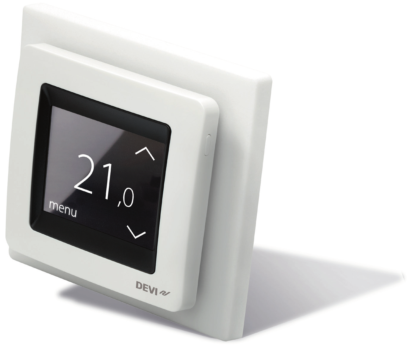 Thermostat DEVIreg Touch polarweiss DEVIreg Touch selbstanpassender Unterputz-Uhrenthermostat mit Touchscreen von DEVI. Selbsterklärende, schnelle und einfache Menüführung.