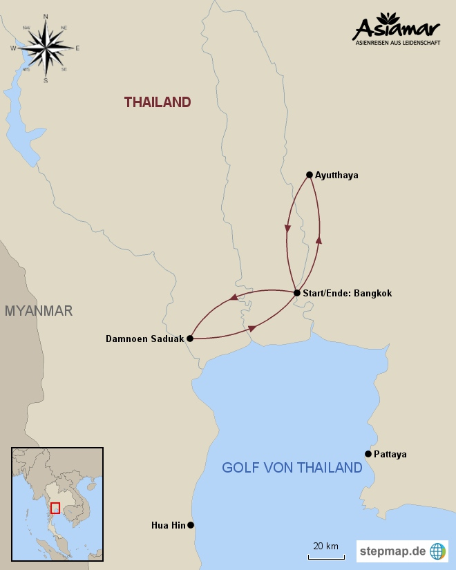 Tourplan Produktcode: RBKKAAJ001 Eingeschlossene Leistungen Programm wie beschrieben Transfer vom/zum Flughafen Bangkok Transfer während der Rundreise im